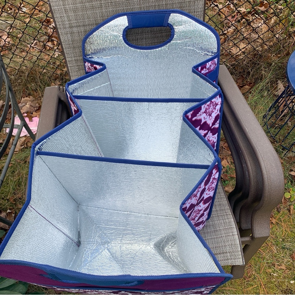Floral Insulated Tote Bag - Purple and Blue - Picture 2 of 4